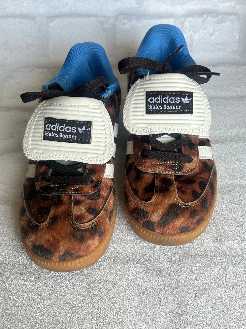 adidas‎ Kids Leopard Print Samba / Wales Bonner with White Stripes - Brown/Blue